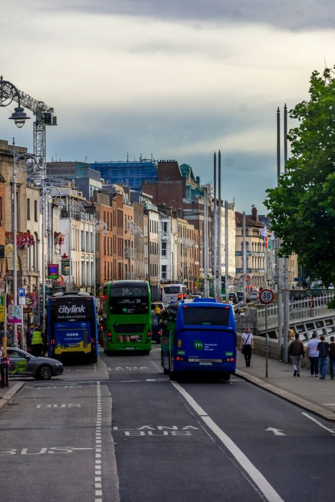 A public bus in Dublin, part of Ireland's city transport system